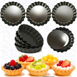 DATANYA 12Packs Mini Tart Pans 4 Inch Tart Pan Removable Bottom Round Nonstick Quiche Pan, Heavy Duty Fluted Side for Pies, Mousse Cakes, Dessert Baking