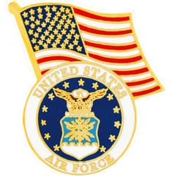 Eagle Emblems, Inc. EagleEmblems United States Air Force Logo Emblem and American Flag Lapel / Hat Pin