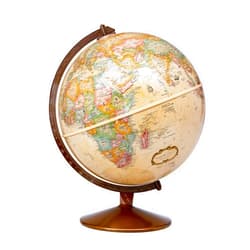 Replogle Globes Franklin World Globe, Antique Ocean, 12-Inch Diameter, Raised Relief (3-Dimensional Relief of Major Mountain Ranges). This Easy to assemble globe features over 4000 place names including political borders and provincial borders, shipping routes, detailed lakes, rivers, tributaries and canals. Held by a sturdy metal stand.