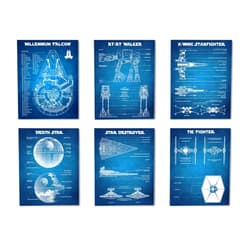 ArtCantHurtU Star Wars Wall Art Decor Pictures Prints - Set of 6 (8x10) Unframed - Starwars Poster Painting House Bathroom Bedroom Office Decor Blueprints Artwork Gift Star Wars Lovers
