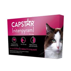 Capstar (nitenpyram) for Cats, Fast-Acting Oral Flea Treatment for Cats 2-25 lbs, Vet-Recommended Flea Medication Tablets Start Killing Fleas in 30 Minutes, 6 Doses