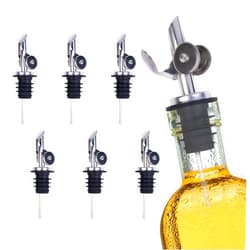 EHOMEA2Z Stainless Steel Liquor Bottle Pourers Classic Bottle Pourers for Alcohol, Leak-Proof, Dishwasher-Safe Pour Spouts for Liquour Bottles (6, Weighted Stainless Steel)