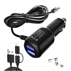 Plozoe Radar Detector Power Cord,for Uniden Escort Valentine Beltronics Passport Cobr etc Radar Detector,with Dual USB QC3.0 Quick Charger(QC3.0 6.5ft)