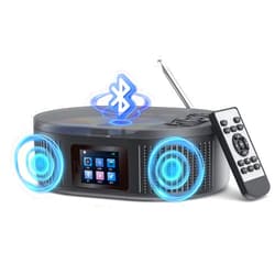 Desobry CD Player Portable DESOBRY Boombox CD Player with Bluetooth TX/RX Modes and FM Radio Dual Stereo Speakers Portable CD Players for Home/Car with Remote Support USB, AUX in, Headphone Jack