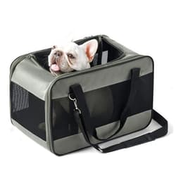 LE SURE Lesure Cat Carrier Airline Approved - Dog Carrier for Small Dogs Collapsible Soft Side TSA Approved Travel Pet Carrier for Car, Grey, 20x13x13
