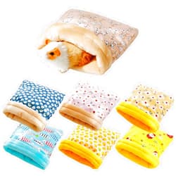 Yoxebo Hamster Sleeping Bag,Winter Soft Warm Bed Plush Small Pet Nest Snuggle Sack Hideout Pouch for Hedgehog Guinea Pig Squirrel Animals,Random Color Multi-colored 7.9x9.8 in