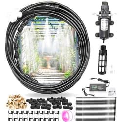 CozyCabin Outdoor Misting Cooling System with Pump - 40ft (12m) Misting Line with Filter + 6 Brass Mist Nozzles (3/4