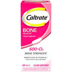 Caltrate 600 Plus D3 Calcium and Vitamin D Supplement Tablets, Bone Health Supplements for Adults - 60 Count