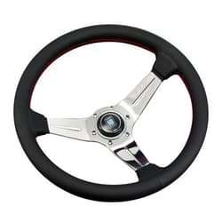 Nardi 6069.35.3093 Sport Rally Deep Corn Steering Wheel- DIA: 350mm, Blk Prfd/Blk Grip,