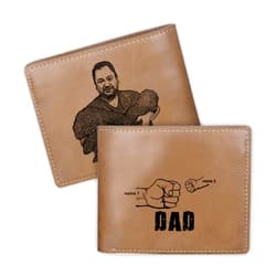 Glooraca Gifts for Dad Personalized Custom Photo Wallets for Men Engraved Picture Name Wallets Casual Bifold Wallet Gifts for Father Papa (Color 3)