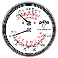 Winters Instruments Winters TTD Series Steel Dual Scale Tridicator Thermometer with 2