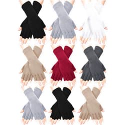 SATINIOR Fingerless Gloves for Women Half Finger Typing Gloves with Long Wrist Cuff Winter Knit Fingerless Mittens for Women