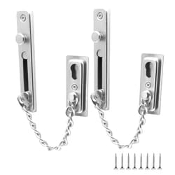 Bonsicoky 2 Pack Door Chain Lock Door Chain Guard with Spring, Anti-Theft Press Lock, Stainless Steel Heavy Duty Security Chain Locks for Door, Window and Home Security - Silver