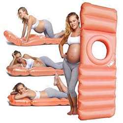 HOLO The Original Inflatable Pregnancy Pillow with Hole for Tummy Sleeping - Full Body Support for Pregnant Belly, Back, Hips - Relax Land+Water, Yoga, Babymoon, SPD - Maternity Must Have (Peach)