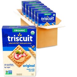 Triscuit Organic Original Whole Grain Wheat Crackers, Organic Crackers, Vegan Snacks, Bulk Lunch Snacks, 6 - 7 oz Boxes