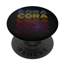 Graphic 365 First Name Cora Retro Pattern Vintage Style PopSockets Grip and Stand for Phones and Tablets