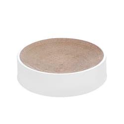 MIAOXSEN Refillable Cat Scratcher Cardboard & Bed for Indoor Cats, Scratching Lounge, Scratching Pad (Round Cat Bed Scratcher White)