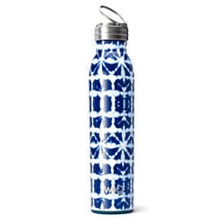 Swig Life 20oz Triple Insulated Stainless Steel Water Bottle with Ring Flip Handle, Dishwasher Safe, Double Wall, & Vacuum Sealed Reusable Water Tumbler (Indigo Isles)