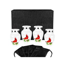 Trupoint Memorials Small Urns for Human Ashes Keepsake, Decorative Mini Cremation Urn for Adult Men & Women – Set of 4, Cardinal