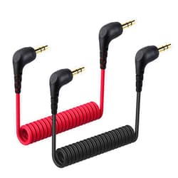 YEAOI 2-Pack 3.5 mm Audio Cable for DJI Mic Mini Microphone, Coiled 3.5mm TRS Aux Cord, 90-Degree Plug