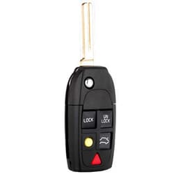 OCPTY 1X Flip Key Entry Remote Control SHELL CASE Replacement for Volvo S40 S60 S80 C70 V70 XC70 XC90 S90 V90 (Black, Plastic, 5 Buttons, FCC: LQNP2T-APU-5)