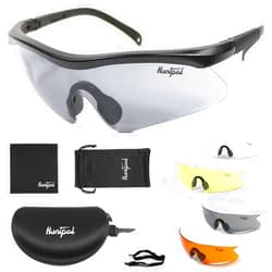 HUNTPAL Hunting Shooting Safety Glasses Shooting Range Eye Protection Goggles Set with 4 Interchangeable Lens, Universal Adjustable Half Frame Rubber Nose Scratch Impact Resistant Eyewear Sunglasses…