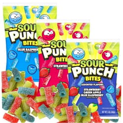The Hampton Candy Company Sour Punch Bites, 5 Ounce Bags (Pack of 3), Strawberry, Blue Raspberry & Assorted Flavors Bags, The Hampton Popcorn & Candy Company