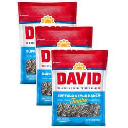 DAVID Seeds Roasted and Salted Buffalo Style Ranch Jumbo Sunflower Seeds, Keto Friendly 5.25 oz (Pack of 3)