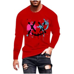 Muscularfit Mens Shirts Spring Casual Long Sleeve Print Graphic Tee Shirts Lightweight Crewneck Gym Workout Tops Fall Clothes
