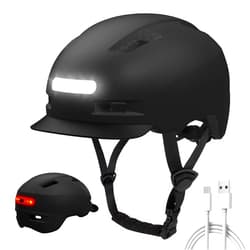Shinmax Bike Helmet, Shinmax Adult Cycling Helmet with USB Rechargeable LED Front and Back Light Bicycle Helmets for Men Women Removable Visor Ebike Helmet for Mountain, Road, Biking (Black, Large)