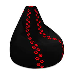 Pups_N_Stuff_Boutique Red Paw Print Bean Bag Chair, Red and Black Bean Bag Chair, Dog Cat Animal Lover Gift, Gamer Bean Bag, Big Bean Bag Chair