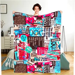 PAVQWEJ Flannel Throw Blanket, Dog Puppy Slogans Sayings Blanket Home Decor Perfect for Bed and Sofa Blankets for All Season Microfiber Durable Couch Blankets (50x40inch)