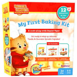 Kidstir Daniel Tiger Kids Baking Kit Cooking Set For Kids Cupcakes DIY Kit, My First Baking Kit With Premeasured Ingredients, Daniel Tiger Book With AR Cook-Along Videos, Kids Baking Set