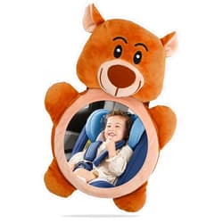 TAICHODEER Diono Easy View Bear Character Baby Car Mirror, Safety Car Seat Mirror for Rear Facing Infant, Fully Adjustable, Wide Crystal Clear View, Shatterproof, Crash Tested