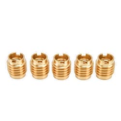 Buachois 5 Pcs Brass Dual-Threaded Insert,Beer Tap Handle Beer Tap Handles Manual Install Nuts for 3/8in‑16 UNC External Thread
