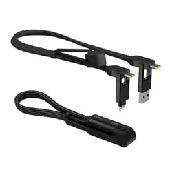 Rolling Square inCharge XL 6-in-1 Multi Charging Cable, Portable USB and USB-C Cable with 100W Ultra-Fast Charging Power, 1 Ft/0.3m, Urban Black