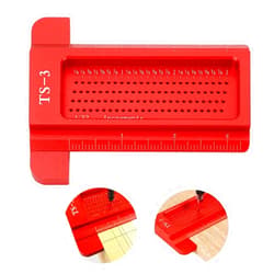 PerGar Woodworking Scribe,TS 3 Hole Scribing T Type Ruler Portable Crossed Out Marking Tool 45/90 Degree Line Gauge Saddle Square Layout Scriber Aluminum Alloy Hole Positioning for DIY Projects (Red)
