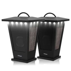 pohopa Bluetooth Speakers Waterproof, 2 Packs True Wireless Stereo Sound 20W Dual Pairing Lantern Indoor Outdoor Speakers with 20 Piece LED Lights, Rich Bass, Pinao Black