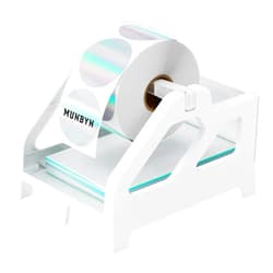 MUNBYN Label Holder for Rolls and Fan-Fold Labels, Thermal Sticker Roll Holder for Desktop Thermal Printer Shipping Supplies Industrial Paper, White