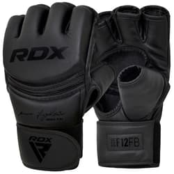 RDX MMA Gloves Grappling Sparring, Maya Hide Leather, Boxing Gloves Men Women Muay Thai Martial Arts Training, Half Finger Adjustable Mitts Wrist Support Kickboxing Cage Fighting Punching Bag Workout