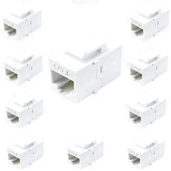 VICTEK Female to Female Cat6 Keystone RJ45 Couplers, 10 Pack, White, Tablet
