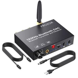 PROZOR 192KHz DAC Digital to Analog Audio Converter with Bluetooth 5.0 Audio Transmitter and Receiver, Optical to L/R Converter with aptX HD aptx Low Latency Wireless Audio Adapter