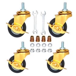 BAISASY 2 Inch Stem Caster Wheels with Brake, Metric Size M8-1.25-15 (Screw Diameter 8mm, Screw Length 15mm) Casters Set of 4 for Workbench Trolley，Furniture Dolly，Shopping Trolley