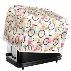 Xarleslyna Vintage Bicycle Pattern Two Slice Toaster Cover Retro Bike Hearts Printed Dust Cover for Toaster, Keep Off Stains Fingerprint and Cat Hair