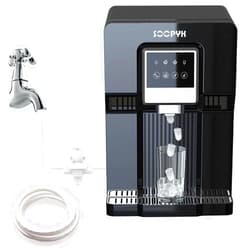 SOOPYK Countertop Bottleless Ice Maker Machine Water Dispenser with Water line Bullet Ice Cubes 18 lbs in 24 hrs for Home Office (without HOT WATER OR FILTER)