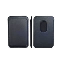 AQUP Leather MagSafe Card Holder for iPhone 15 and MagSafe-Enabled iPhone 14/13/12 Pro Series - Stylish Wallet with RFID Protection. (Black)
