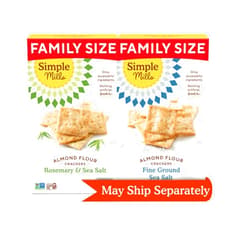 Simple Mills Almond Flour Crackers, Family Size Variety Pack (Fine Ground Sea Salt and Rosemary & Sea Salt) - Gluten Free, Vegan, Healthy Snacks, 7 Ounce (Pack of 2)