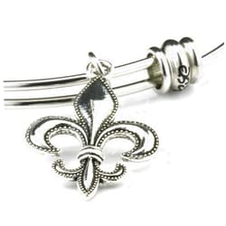 Emerald Park Jewelry Fleur de Lis Bracelet | Jewelry Bangle Stainless Steel HypoAllergenic Fleurdelis for Women and Men Unusual with one of the Nicest Charms
