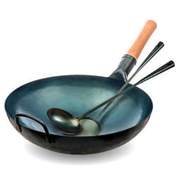 YOSUKATA Blue Round Bottom Wok Pan – 14
