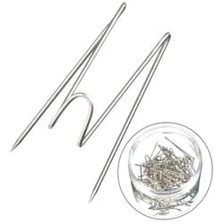 Geyoga Fabric Panel Wall Wire Hooks Cubicle Hooks with Clear Storage Box for Interior Exterior Decor for Picture Home School Office DIY(Silver,50 Pcs)